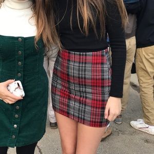 Plaid body con skirt
